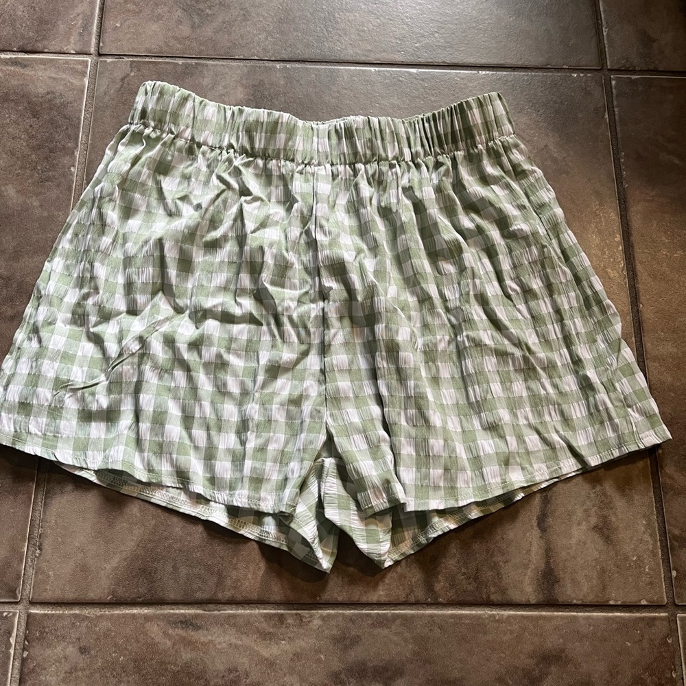 Green Checkered Women's Shorts